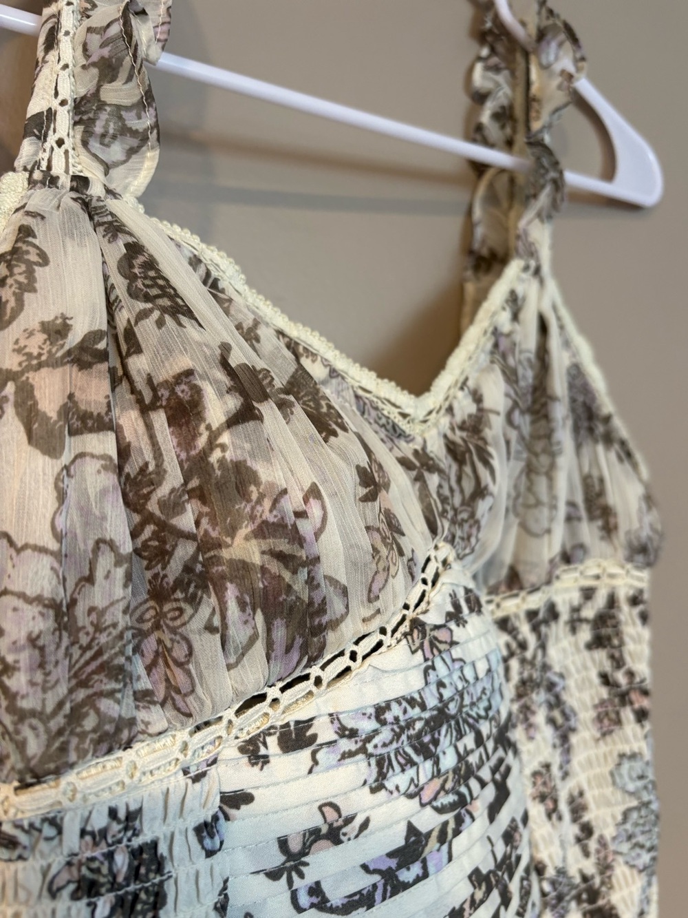 free people lace boho ruffle cropped tank top sheer romantic rustic fairy - Picture 5 of 8